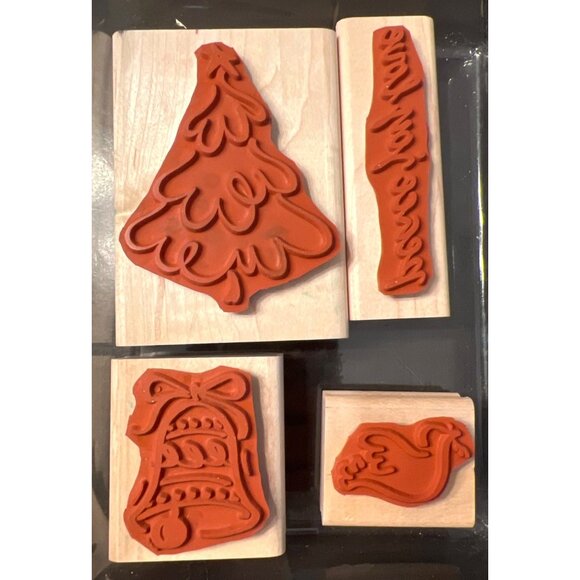 1995 Stampin Up! Christmas Peace Wood Mounted Rubber Stamp Set - Picture 3 of 3